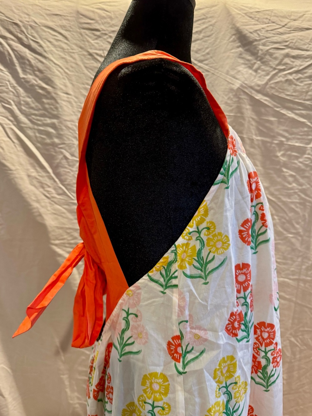 Boden White Floral Maxi Dress with Coral Straps - Picture 6 of 7